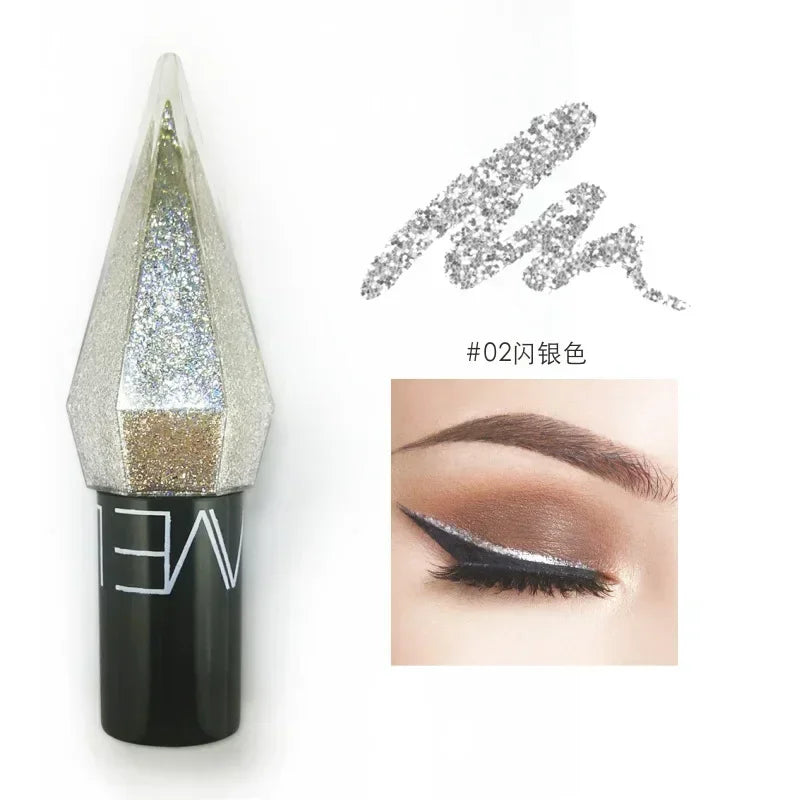 Diamond Shiny Eye Liners Eyeshadow Waterproof Silver Rose Gold Color Glitter Sequins Eyeliner Eye Shadow Makeup Beauty Cosmetics Purest Peak